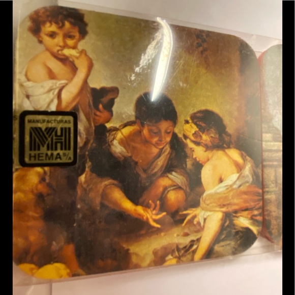 Vintage Baroque cherub art print Coasters Made in Spain MH Esteban Murillo - Picture 6 of 12